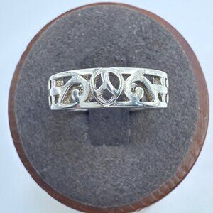 VTG Solid Sterling Silver 925 Peace Sign Scroll Design Band Ring Size 6.75